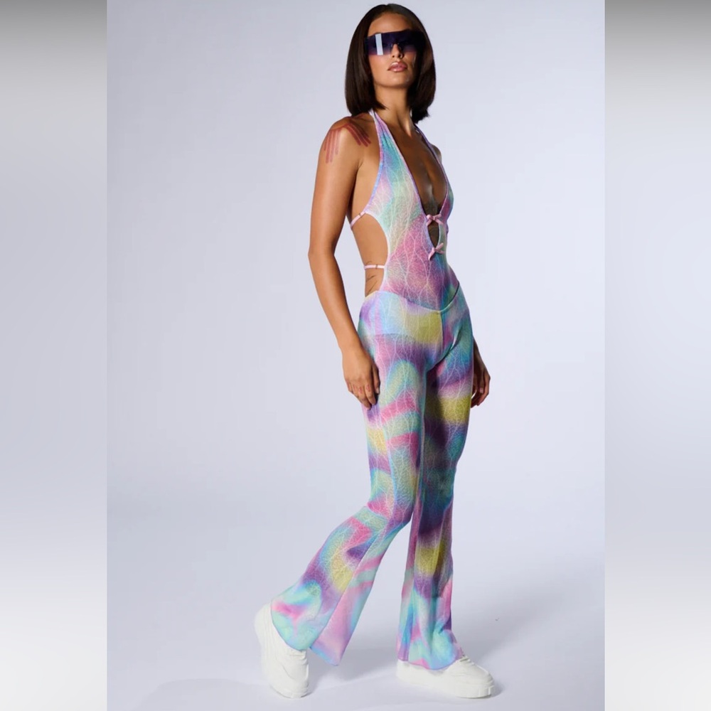 AKIRA Multicolor Halter Jumpsuit